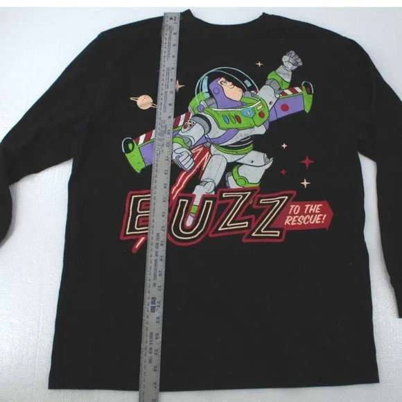 Disney Pixar Toy Story Buzz Lightyear Long Sleeve T Shirt Black Size L - Picture 3 of 5